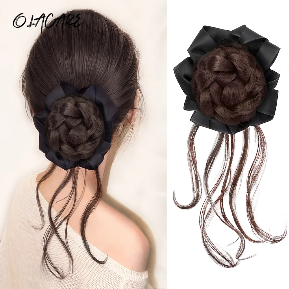 OLACARE Synthetic Bun Straight Chignon Messy Fluffy Hair Bun Claw Clip-in Hair Extensions For Women Fake Hair Scrunchy
