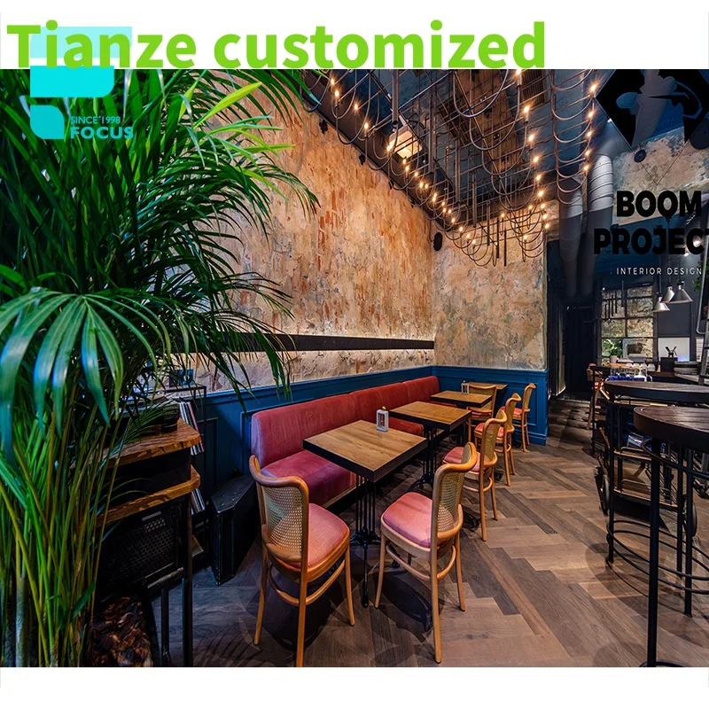 {customized}Modern Restaurant Coffee Shop Furniture MDF Coffee Counter wooden table and cafe chair