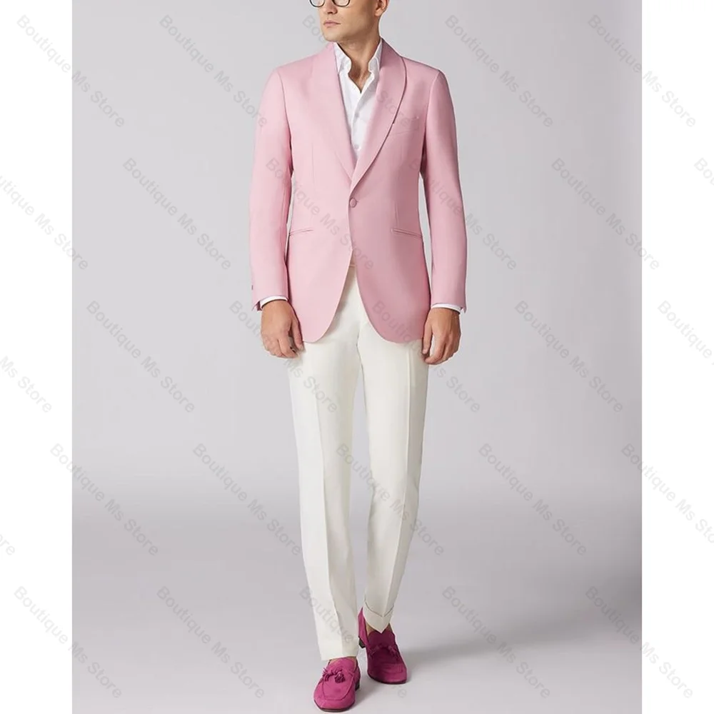 Slim Fresh Color Single Button Men Suit Two Pieces(Jacket+Pants) Outfits Casual Party Prom Wedding Set