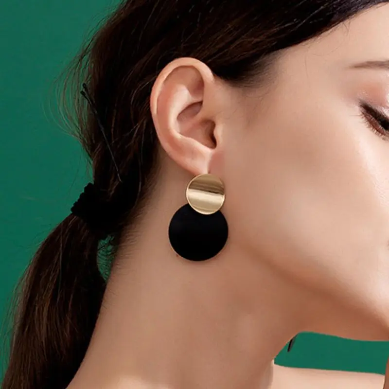 Fashion Round Sequin Dangle Earrings for Women Colorful Punk Metal Long Drop Earring Female Statement Bohemian Jewelry Gift