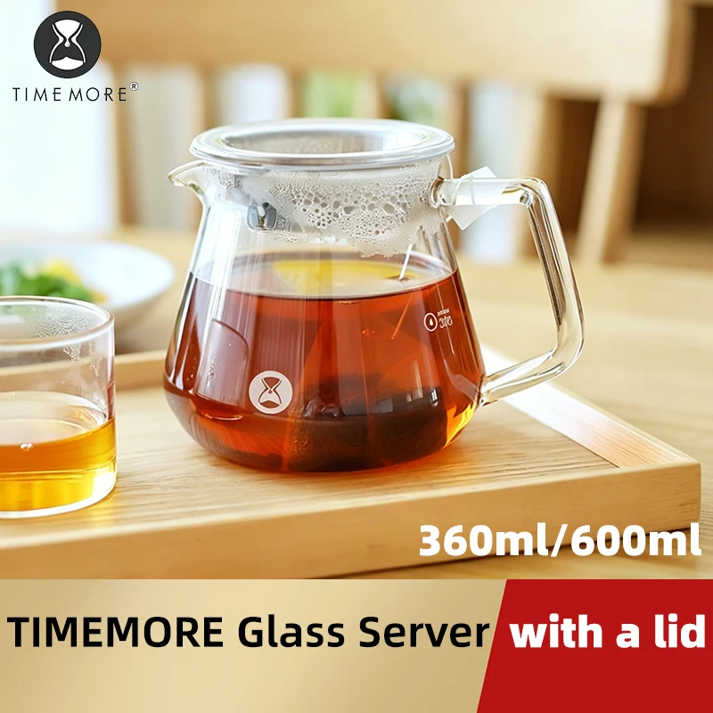 TIMEMORE Borosilicate Glass Coffee Sharing Pot Coffee Server,Heat Resistant Pour Over Server with Ergonomic Handle for Coffee