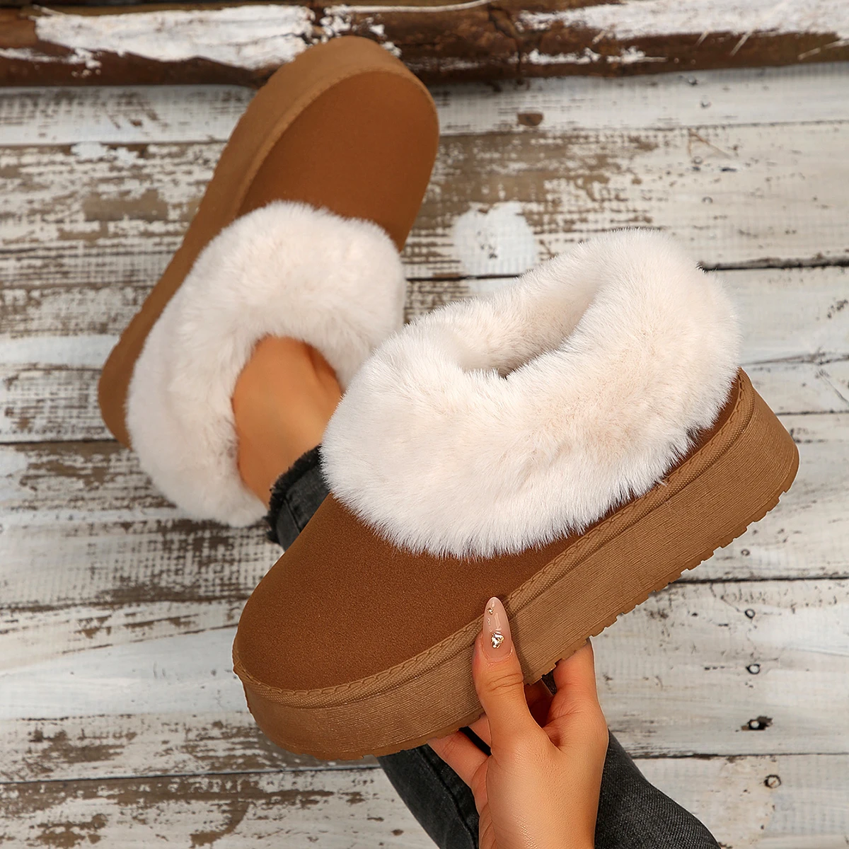 

Women Winter Flats Shoes Short Plush Fur Ankle Snow Boots 2025 New Warm Casual Retro Comfortable Sport Boots Zapatos De Mujer