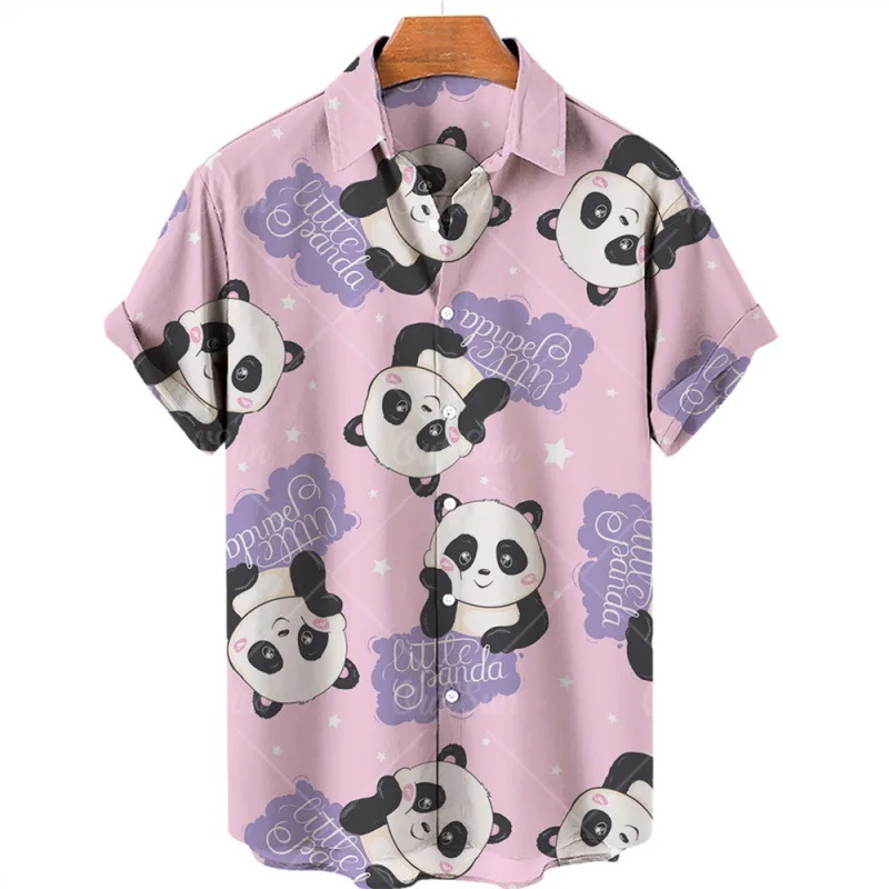 Panda Summer Casual Printed Hawaiian Shirt Men's Vacation Beach