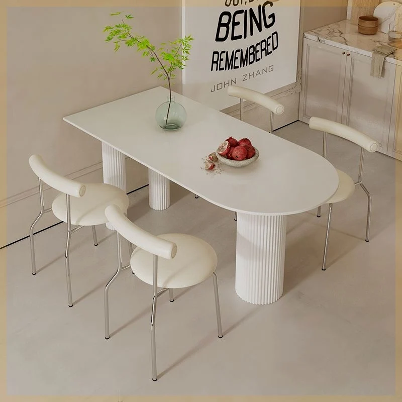 Italian light luxury modern minimalist high-end rock slab dining table small apartment High Quality