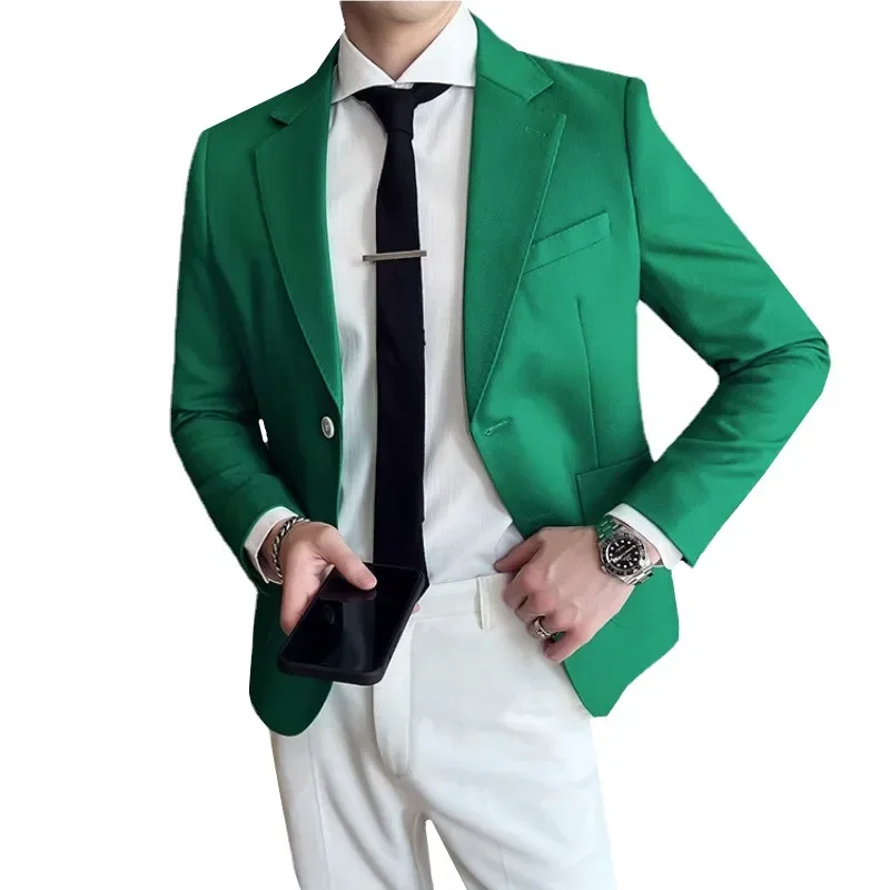 

Nwe Men Pure Color Business Twill Suit Jacket Black / Green / White Fashion Men's Wedding Ball Party Dress Coat Slim Fit Blazers