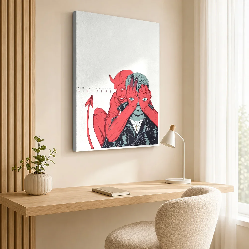 Queens Of The Stone Age Villains Canvas Poster Customized Photo Detailed Illustration Wall Art For Record Shop Listening Area