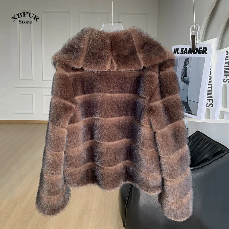 Winter Coats Woman 2024 Fashion Week Luxury Brand Cropped Faux Fur Coat Women Hot Cool Girls Fluffy Short Faux Mink Fur Jacket