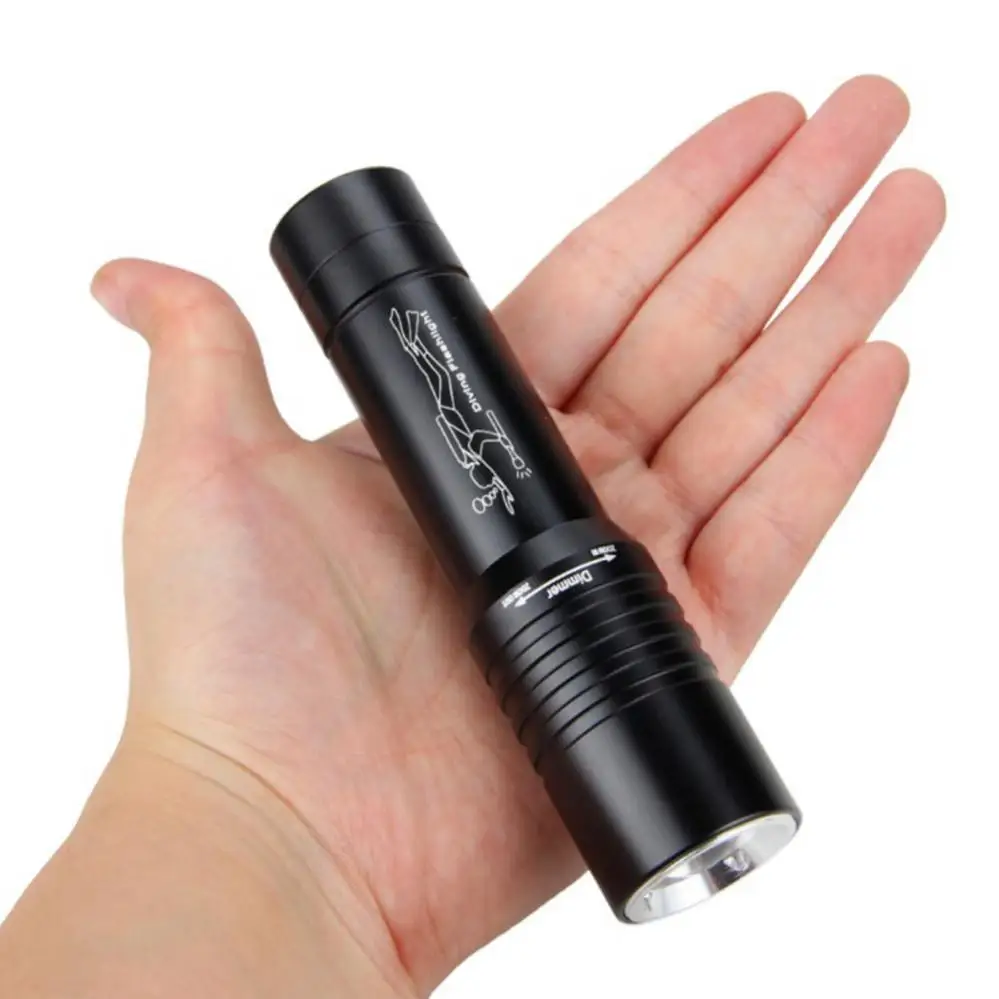 Mini Diving Flashlight Underwater 30m Rotate Focus Zoom XML T6 LED Diving Torch Bright IPX8 Waterproof Dive Light Lamp 18650