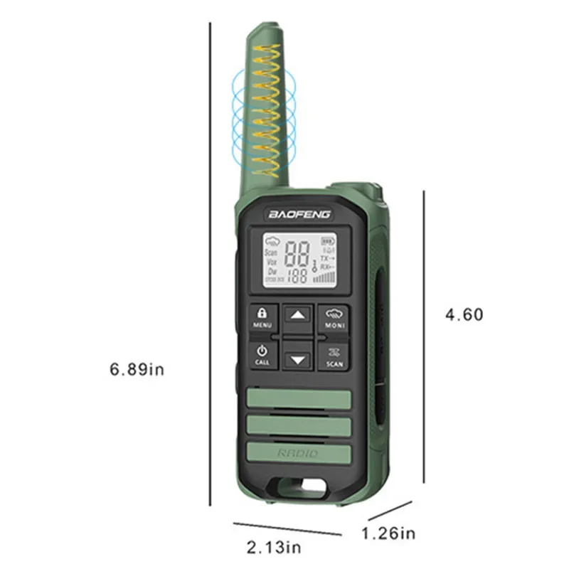 Baofeng FR-22A Mini Portable Radio 430-440MHz 22 FRS Channel Scan Function Type-C USB Charging Waterproof Walkie Talkie