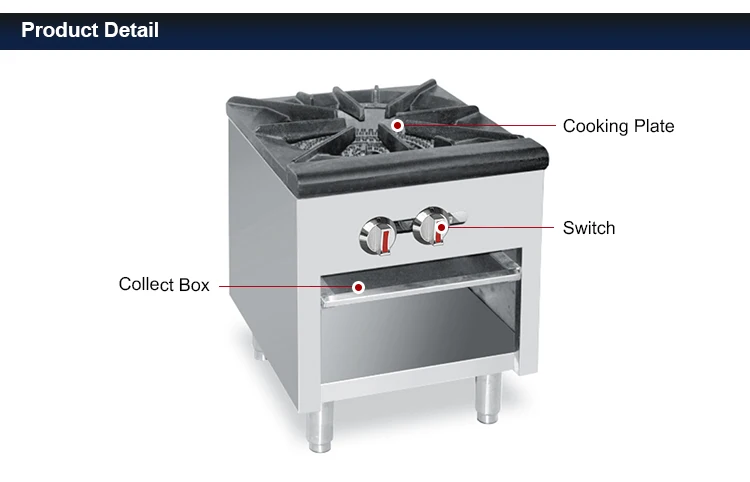 Cuisinière à gaz professionnelle, grand Eva, équipement de cuisine d'hôtel, commercial, 1