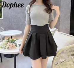 Dophee Original Landmine Series Irregular Elastic Waist Macarone Skirts Women Cute Above Knee Mini Shorts Skirts Black Xs-5xl