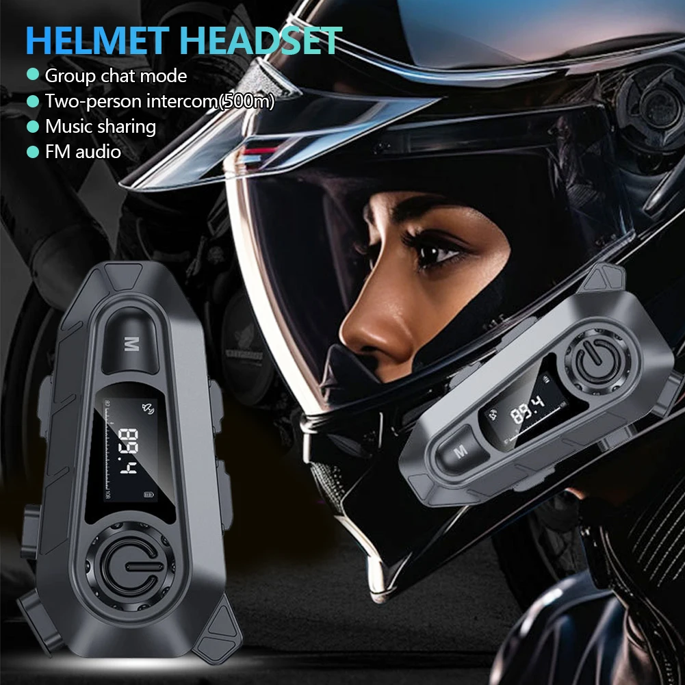 سماعة خوذة دراجة نارية لاسلكية BT5.3 Handfree دعوة مقاوم للماء موتو سماعات راديو FM مشاركة الموسيقى شاشة LED لراكبي #1