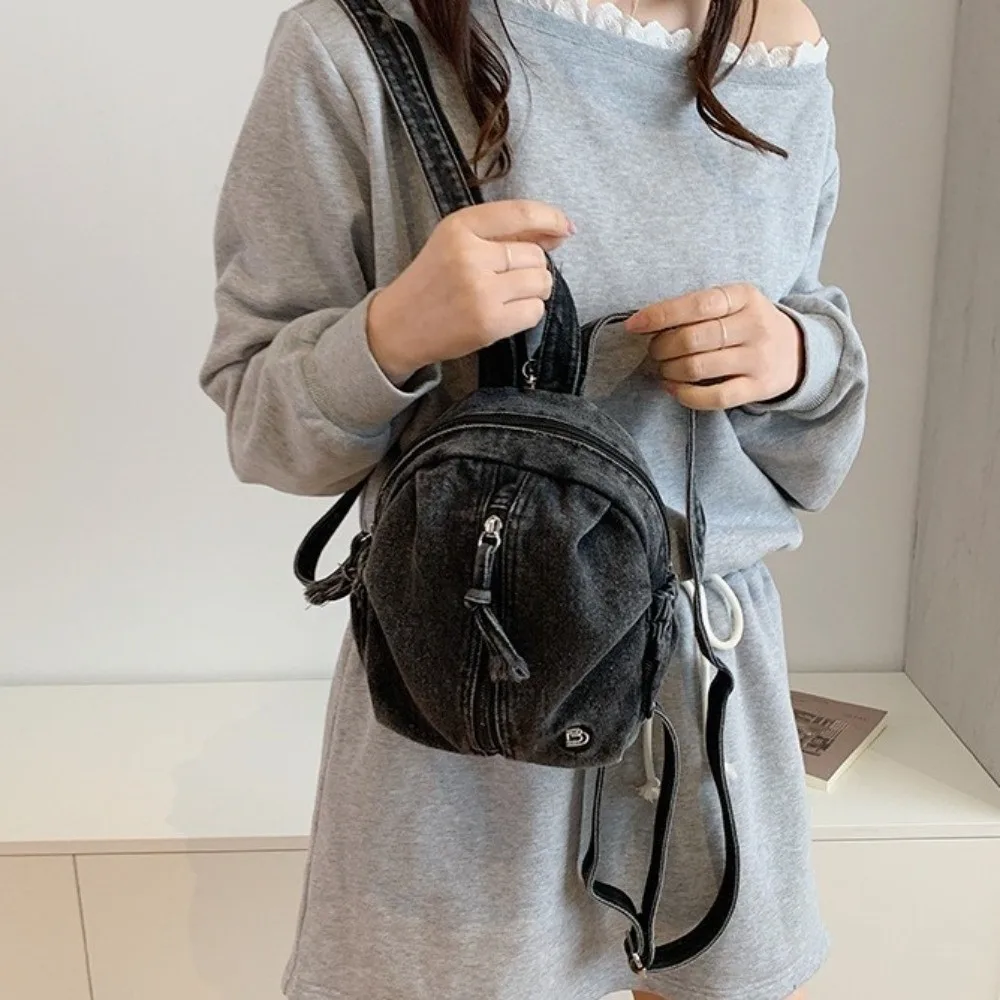 New Soft Denim Denim Backpack Vintage Washed Lightweight Crossbody Bag Versatile Multi Purpose Travel Mini Purse Outdoor Travel