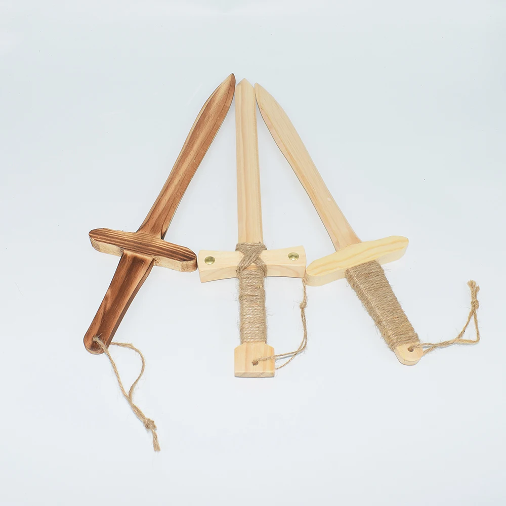 Jouet épée en bois de 40CM pour garçons, 3 pièces, accessoires de Collection d'épée en plein air, accessoires de spectacle de Cosplay, cadeaux d'anniversaire pour enfants