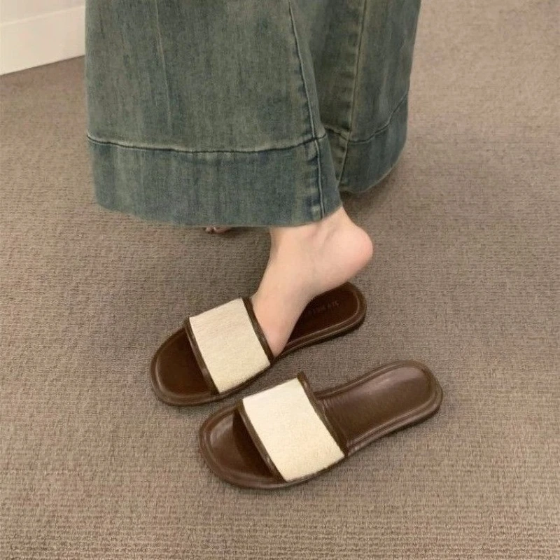 

Women's 2026 Soft Sole Flat Sandals, French One-Band Slides, Casual & Comfortable Beach Slippers. Fast & Free Delivery