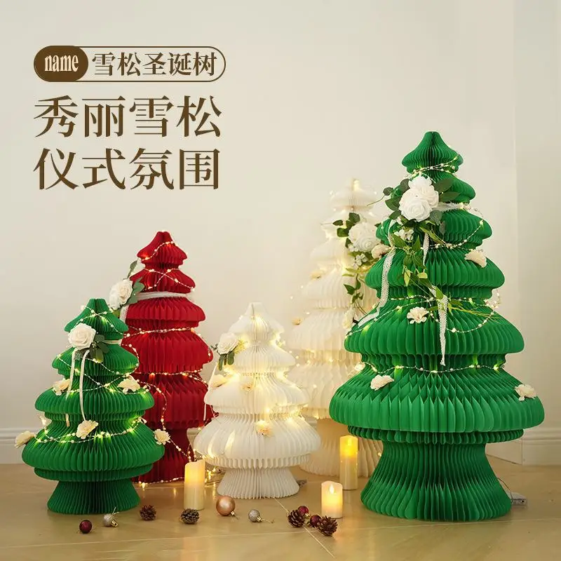 Foldable Mini White Christmas Tree Nordic Style Small Desktop Decoration for Home Decorative Figurines