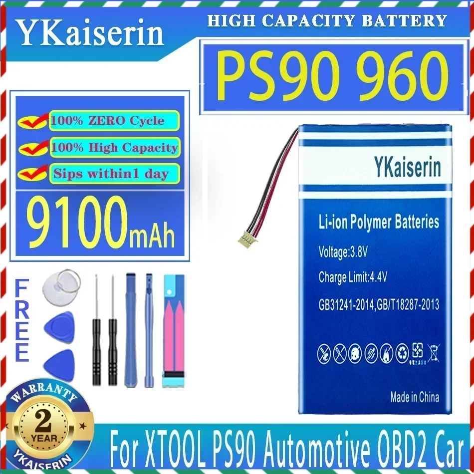 

YKaiserin 9100mAh Battery For XTOOL PS90 Automotive OBD 2 OBD2 Car 7.4V 8.2V Digital Batteries