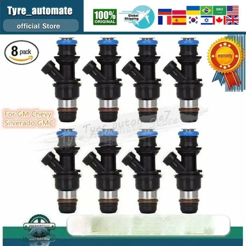 

8x Upgrade Fuel Injectors For GM Chevy Silverado GMC 4.8/5.3/6.0L 1999-2007 25317628
