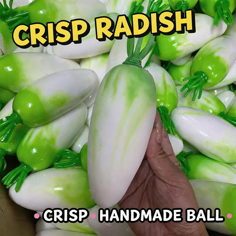 Crunchy Squishy Radish Carrot‌ Stress Ball Homemade Soft Squeeze Fidget Toy ASMR Sensory Anti-Stress Toy Festival Gift for Adult