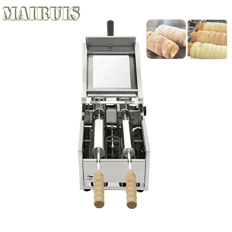 Chimney Bread Roll Baking Machine Ice Cream Bread Cone Maker Cake Baking Machine Kurtos Kalacs Oven With 2 Rollers