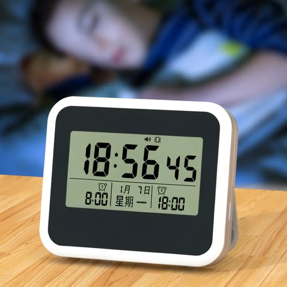 Modern Silent Alarm Clock Strong Vibration Wake Up Electronic Rechargeable Timer Stopwatch For Bedroom Desk Table