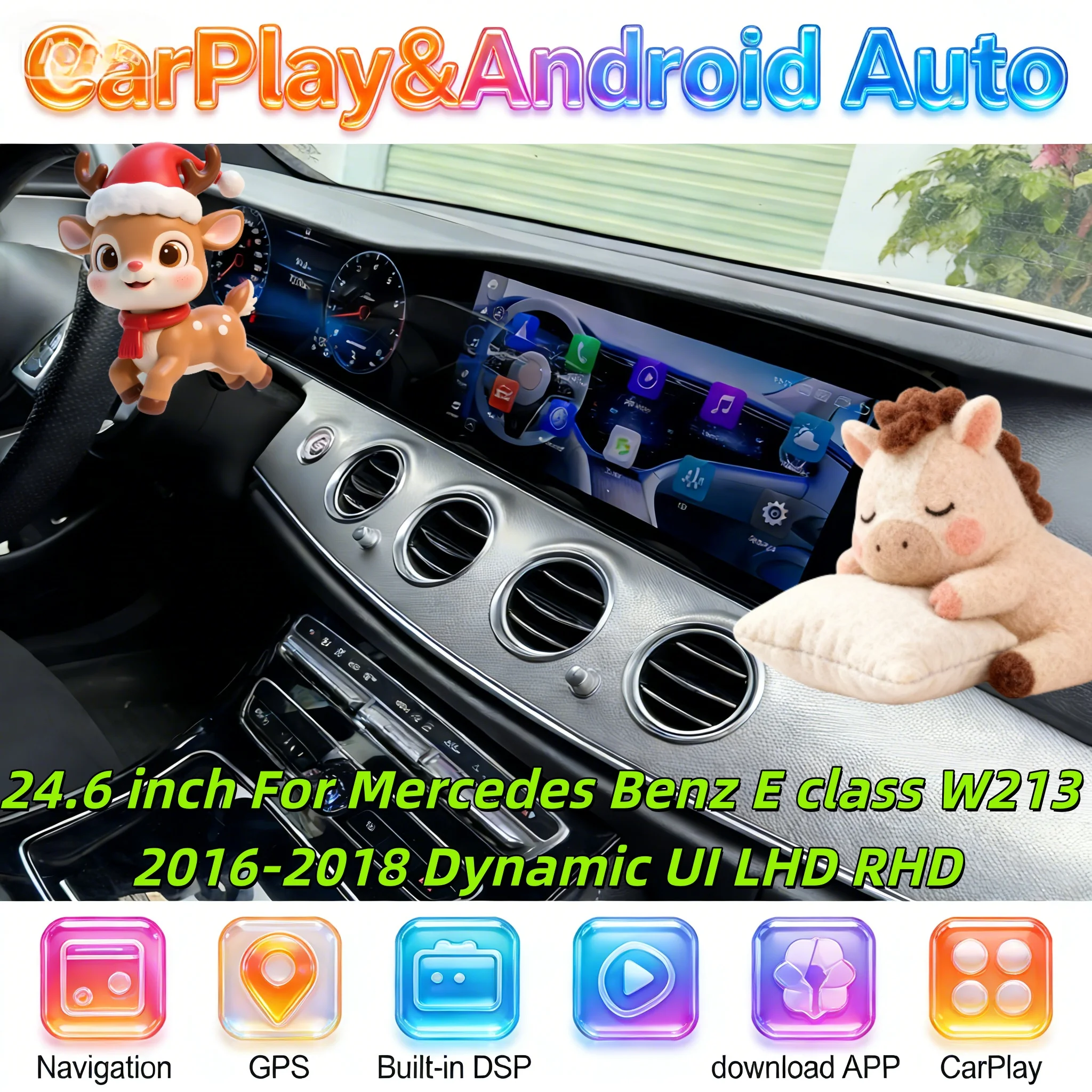 New Android GPS Navigation Bluetooth Wireless CarPlay For Mercedes Benz E class W213 2016-2018 Multimedia Player Head unit Touch