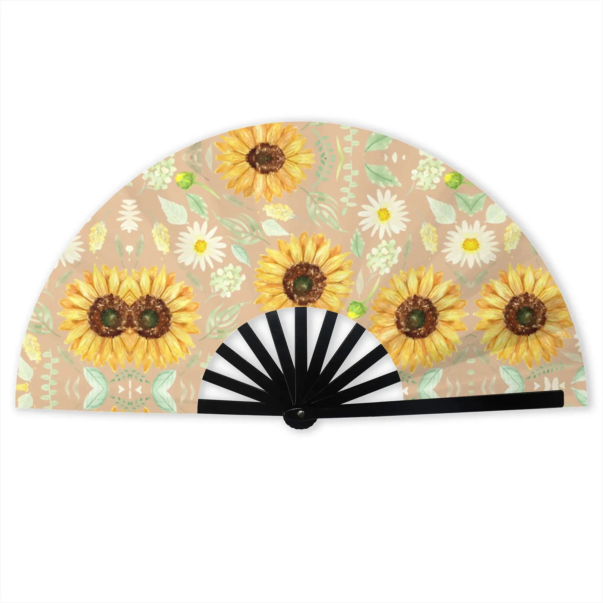 Sunflowers And Daisies Traditional Folding Fan Oriental Art Floral Flower High-Quality Fans Gift Classic Decorative Hand Fan