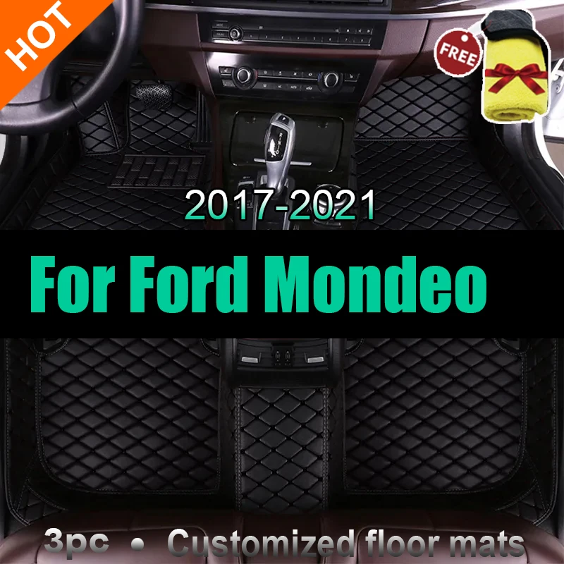 Car Floor Mats For Ford Mondeo Fusion Mk V 4 2017~2021 Anti-dirt Pads Rug Waterproof Floor Mats Reduces Friction Car Accessories