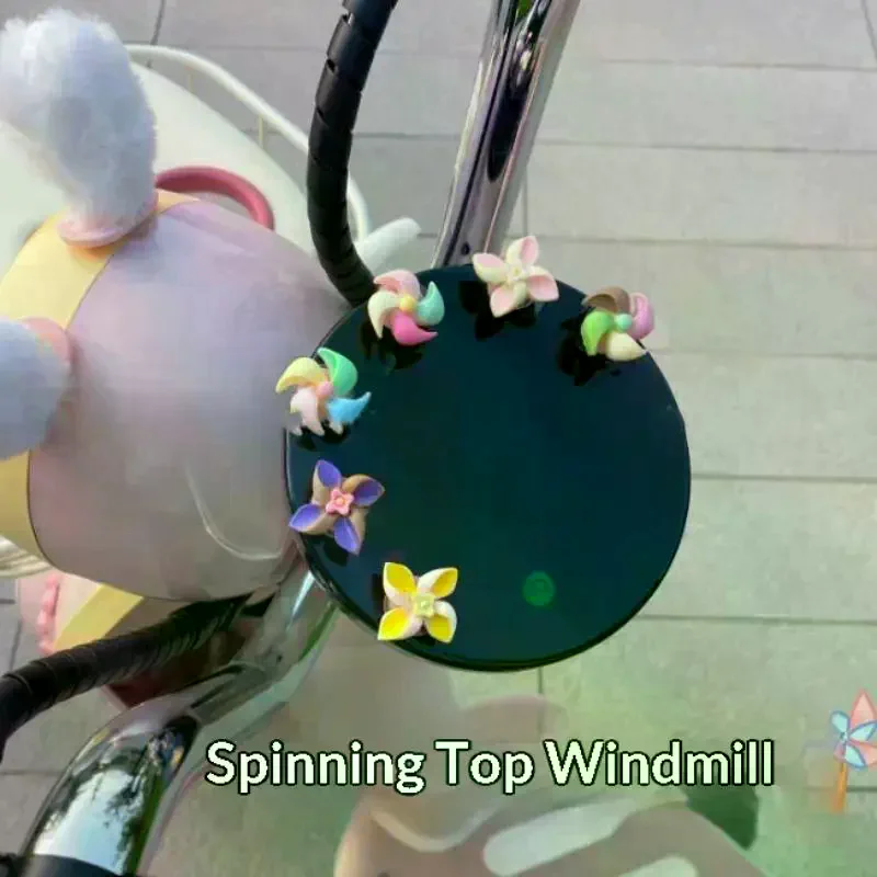 Random Color Mini Funny Colorful Spinning Windmills For Car Interior And Exterior, Bicycle And Motorcycle Rearview Mirror 6Pcs