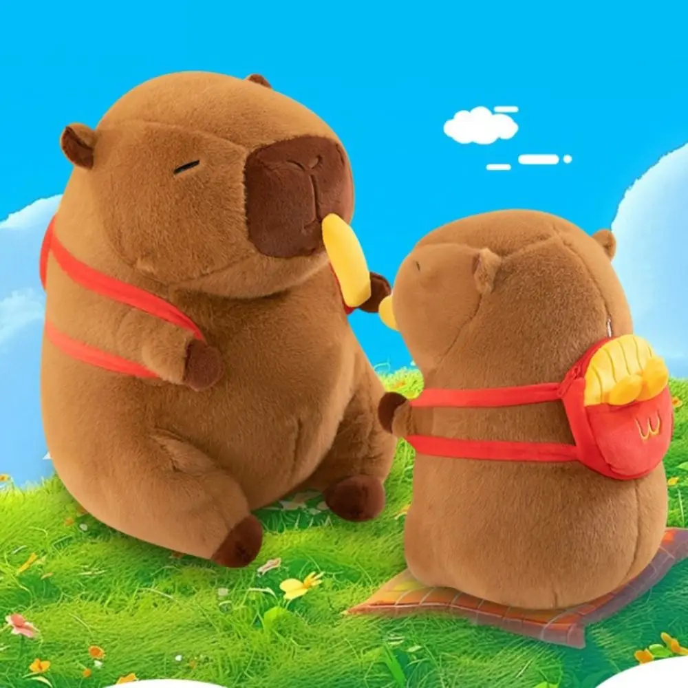 Simulation French Fries Capybara Plush Toy Cloth Doll With Stretchable Capibara Anime Fluffty Toy 30cm Cute Doll