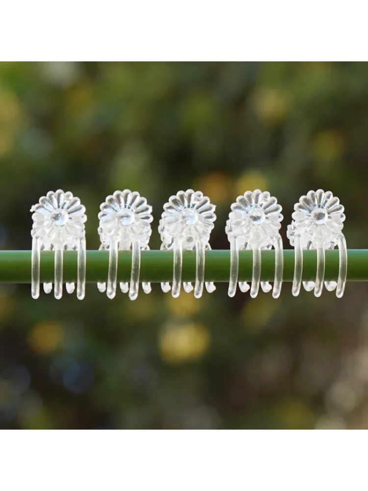 50/100Pcs Transparent 6 Claws Orchid Clips Plastic Flowers Support Clear Fixer For Garden Vine Stem Plants Climbing