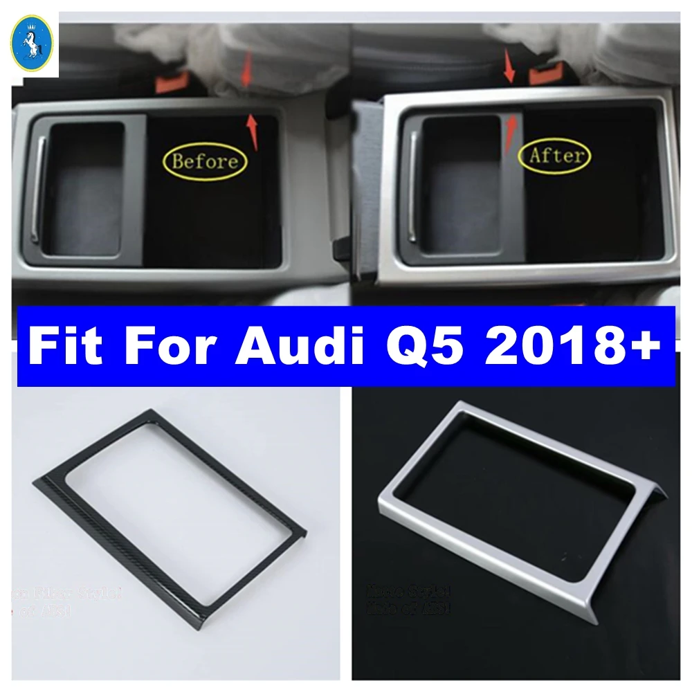 

ABS Car Front Seat Storage Box Central Water Cup Holder Sticker Frame Cover Trim For Audi Q5 2018 - 2023 Interior Accessories