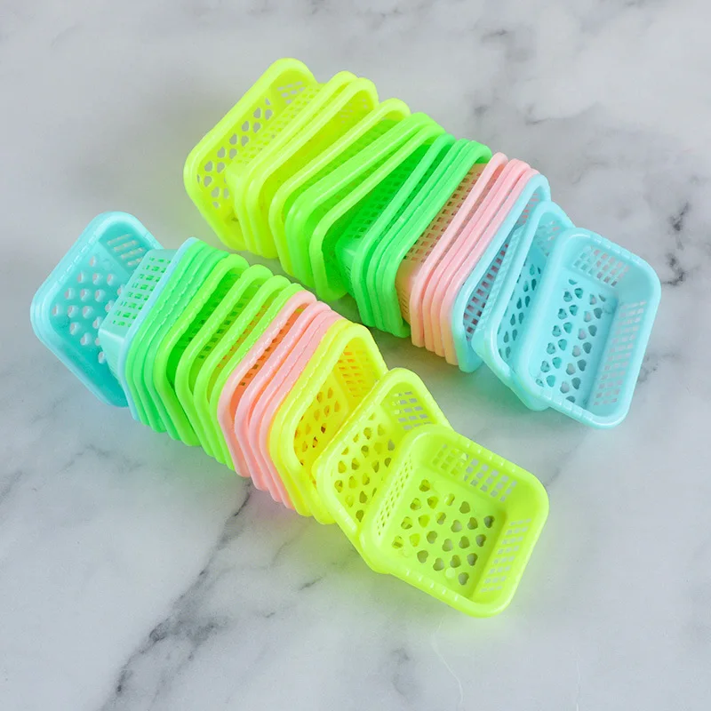 10Pcs Dollhouse Miniature Food Storage Plastic Basket Simulation Fruit Vegetable Basket Kitchen Kits Fairy Garden Decora Accesso