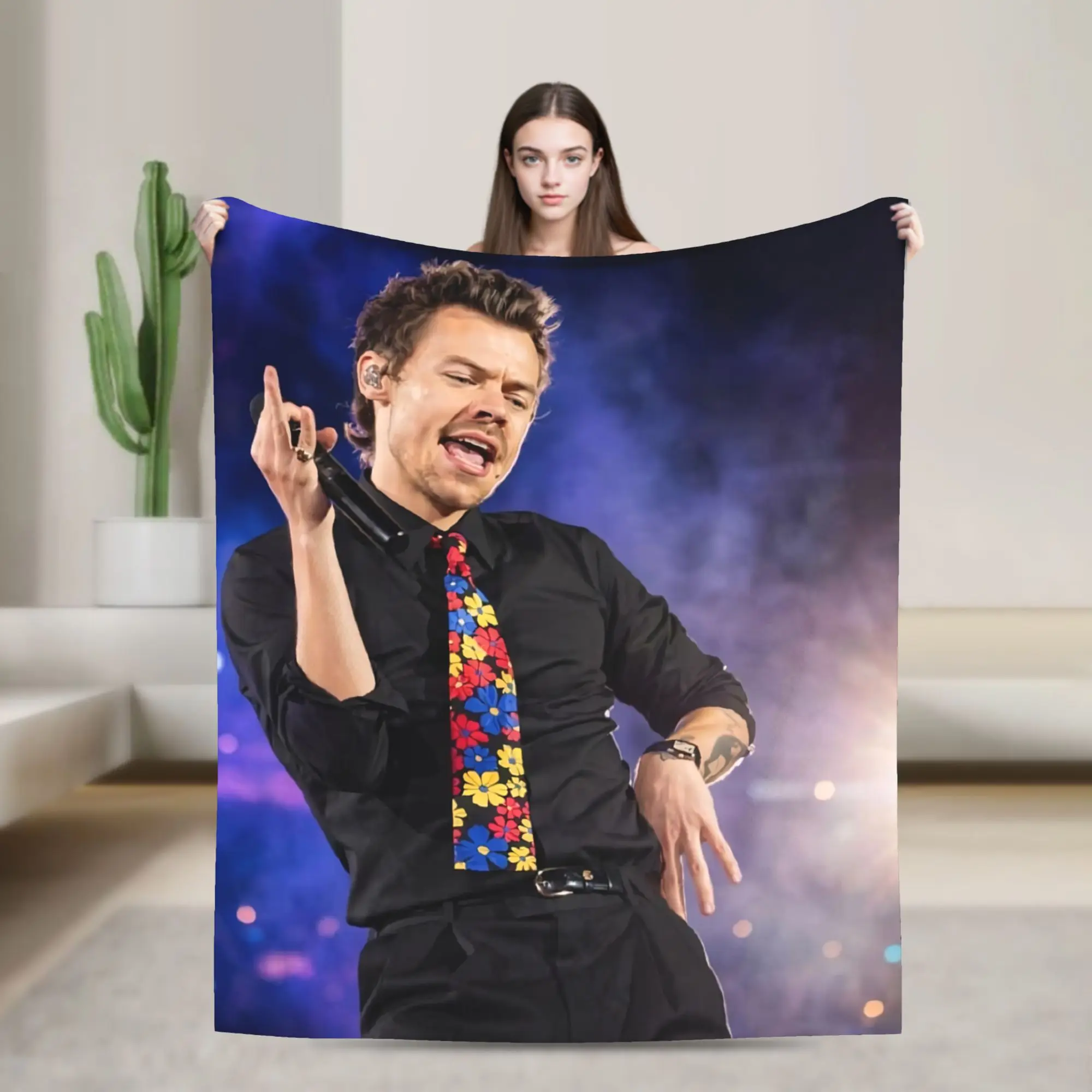 H-HarryS Singer S-Styles Kiss All the Time Disco Flannel Blanket Soft Bedding Throws for Boy Girl Living Room Bedspread Sofa Bed
