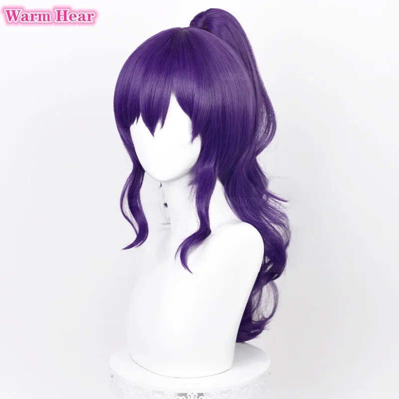 Asahina mafuwig anime long 61cm dark purple ponytail wavy hair cosplay wig Asahina mafuheat resistance Fibre wigs wig cap