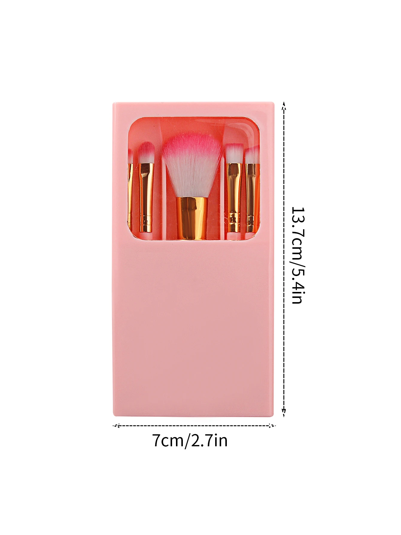 5 pçs mini conjunto de escova de maquiagem de viagem com caixa de armazenamento de espelho, escova de blush de cerdas macias, pincel de sombra, pincel labial e pincel corretivo