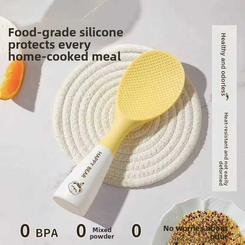Food Grade Silicone Rice Shovel, Standable Design Non-Stick Household Serving Spatula