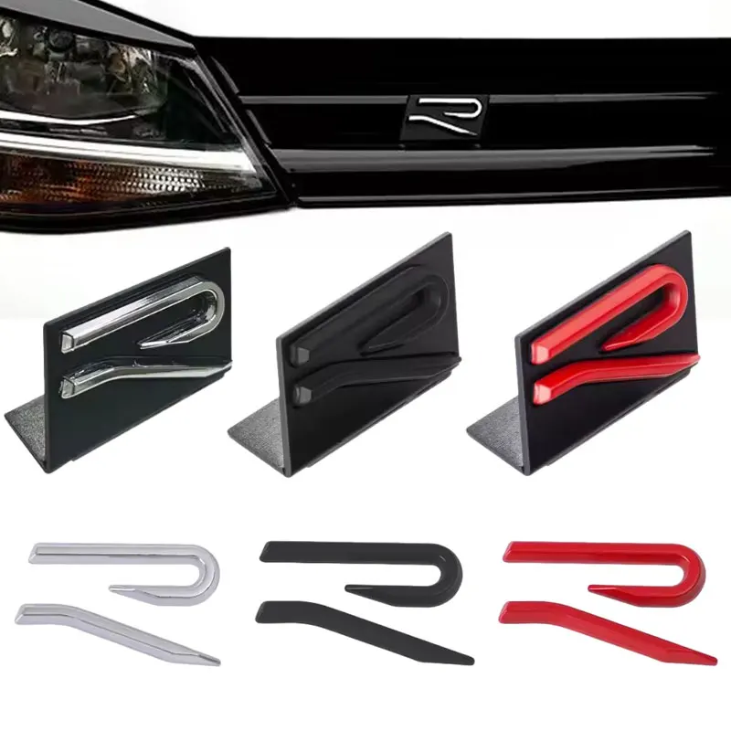 3D Metal Logo R Emblem Car Front Grill Badge Rear Trunk Sticker For Volkswagen VW Polo MK8 Passat Tiguan CC Golf R Accessories