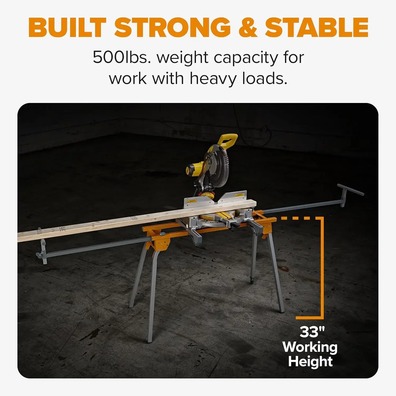 Portable Miter Saw Stand 2nd Generation - Quick release Tool Mount - 114 Inches of Material Support - Universal Folding Compound