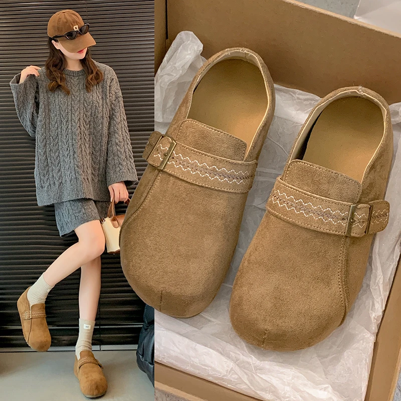 

Женская обувь 2025 года, весенне-осенний сезон, Новое поступление, универсальная удобная обувь высокого качества на плоском каблуке с круглым носком