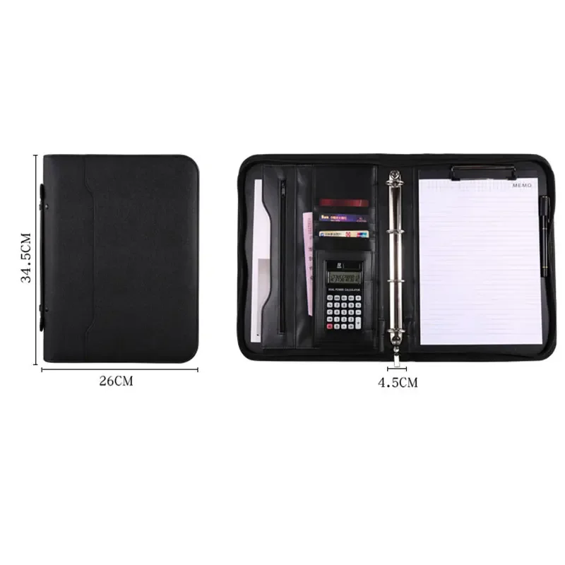 Multi-Function File Cabinet Folder Luxury Binder Document Organizer Holder Ring Manager Briefcase Zipper Business Supplies