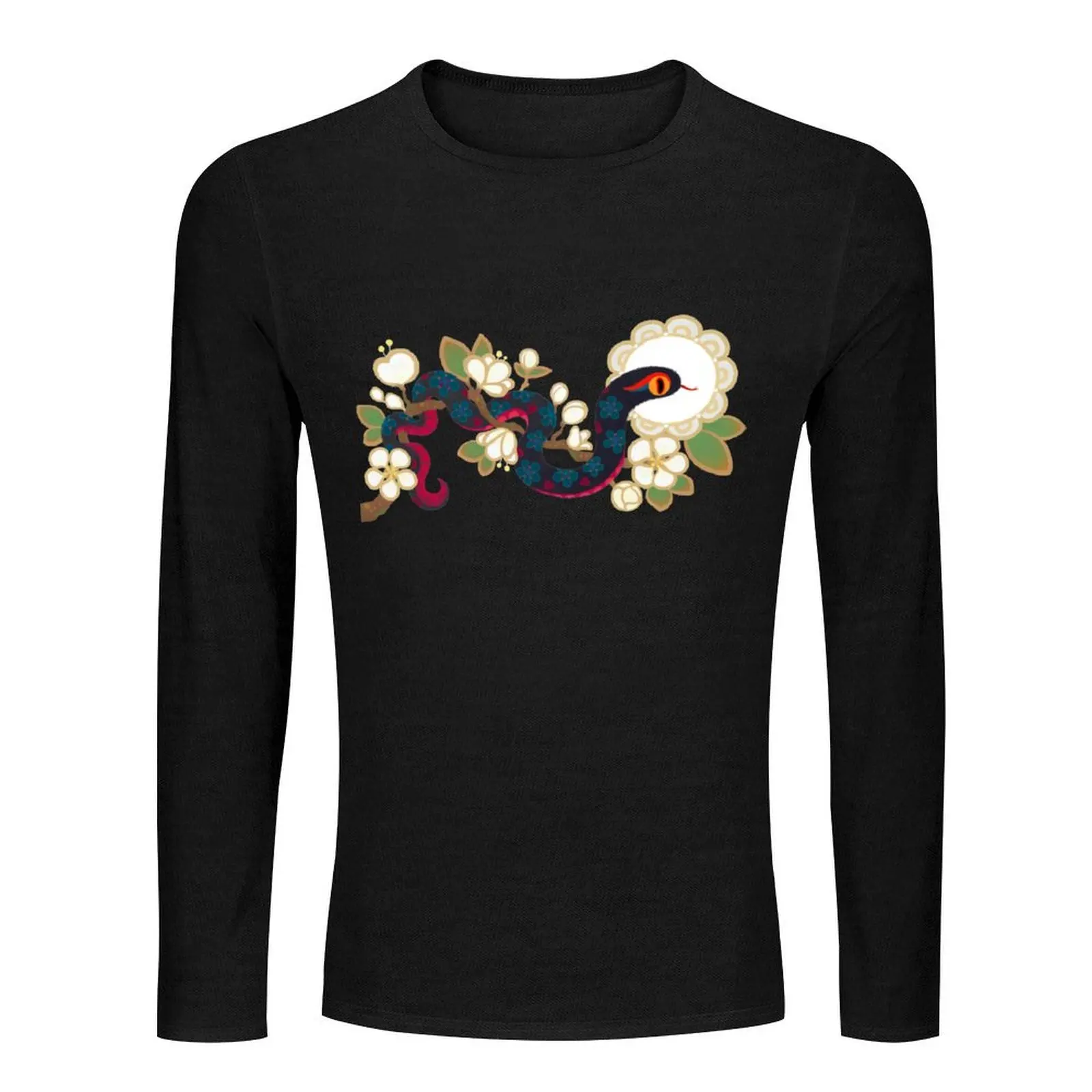 Snake and flowers 2 Long T-Shirt t shirt man plain t-shirt mens white t shirts