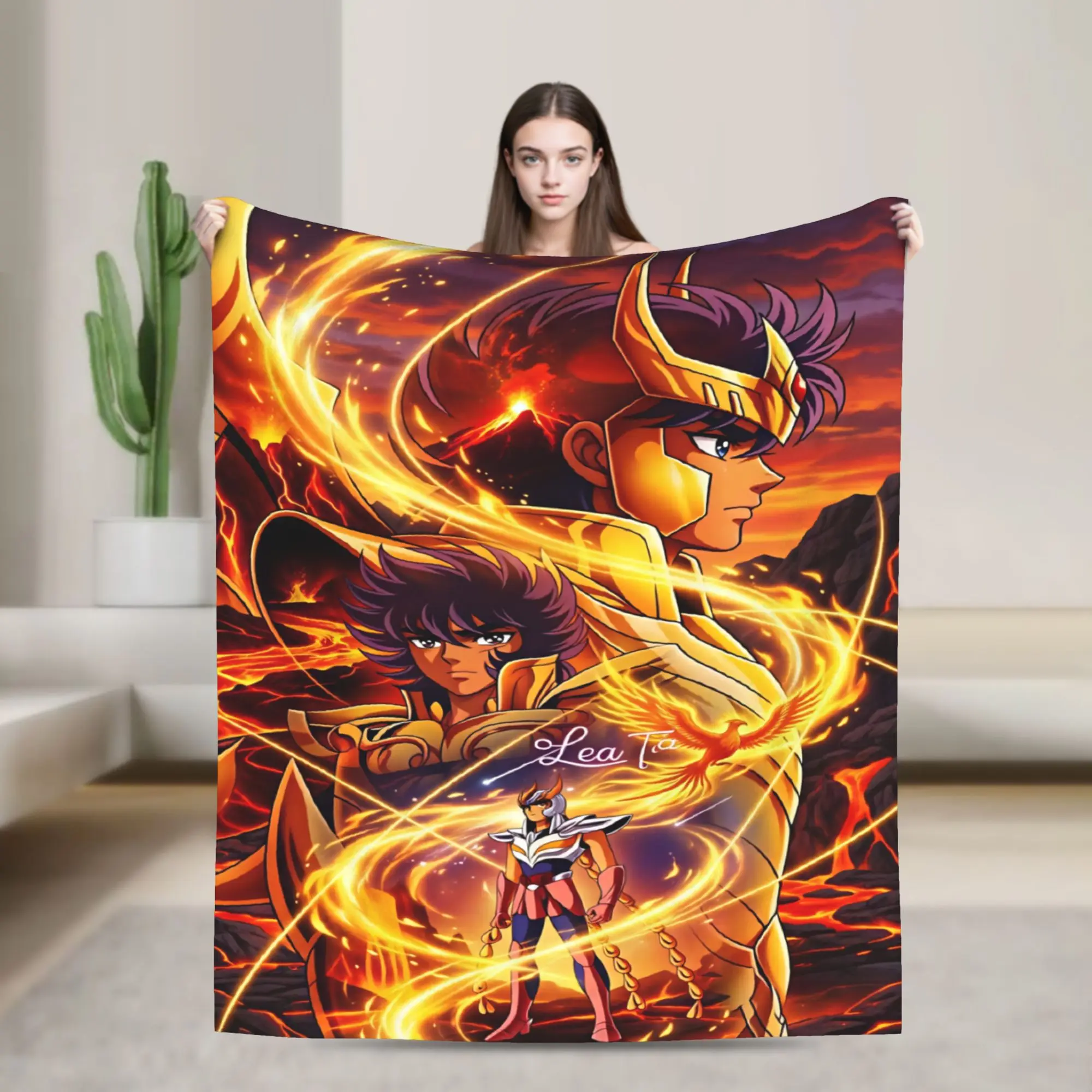 Champion Class Saints Seiyas Anime Plush Blanket Kids  Flannel Throw Blanket For Home Decor Super Warm Custom Bedspread Gift
