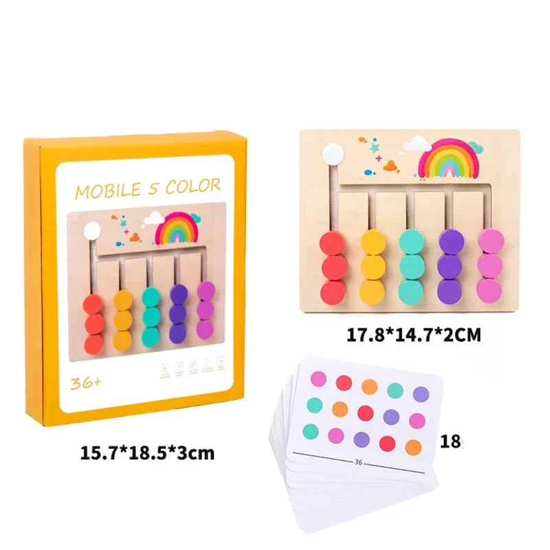 Juego de mesa de rompecabezas de diapositivas coloridas de madera Montessori, tobogán a juego de colores, juguetes educativos sensoriales, actividad preescolar para niños pequeños