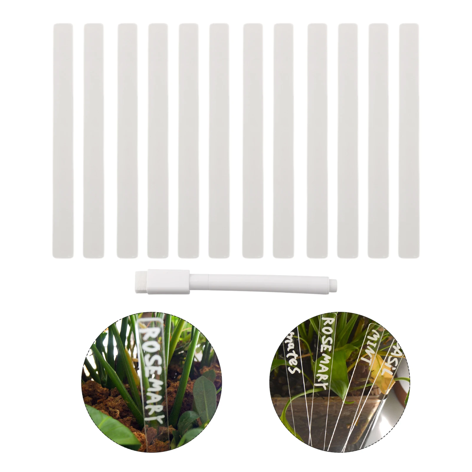 12Pcs Transparent Herb Signs Plant Label  Acrylic Plant Tag With Pen T-Type Flowers Plant Pot Label Plant Markers Gardening Tool