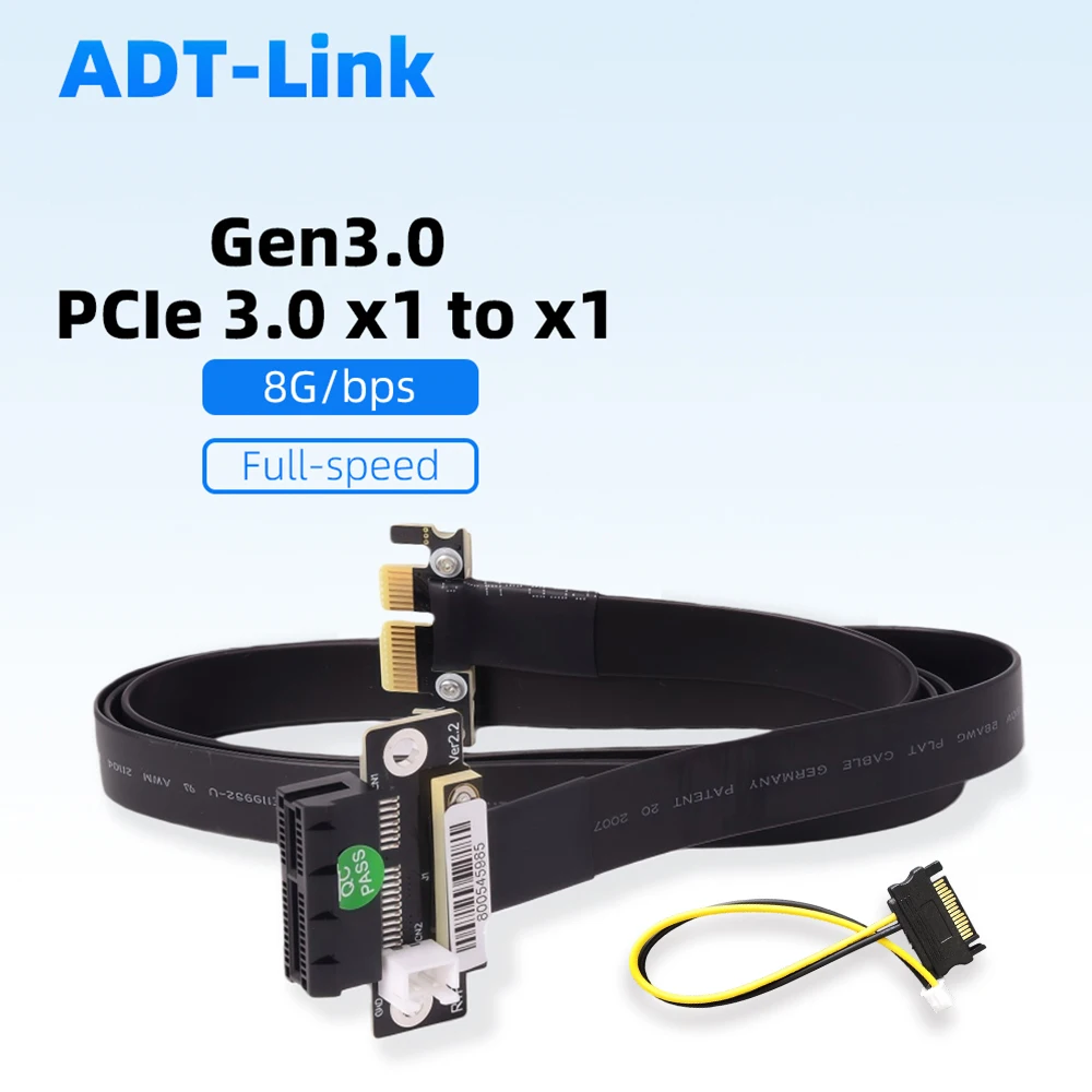 PCIE 3.0 X1 Signal Extension Riser Cable Dual 90 Degree Right Angled 8G/bps for Network Sound USB Card Golden Finger 3-100cm