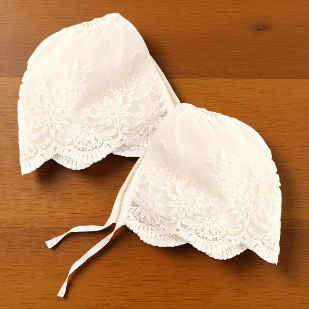 2 قطعة بونيه الدانتيل الطفل الوليد فتاة لينة تنفس أغطية الرأس ل المعمودية مخصصة التصوير الطفل الأغطية 0-6 أشهر #6