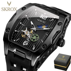 2024 Luxury Moon Phase Toubillon Automatic Mechanical High Quality Clock Rubber Waterproof Men's Watches accessory reloj hombre