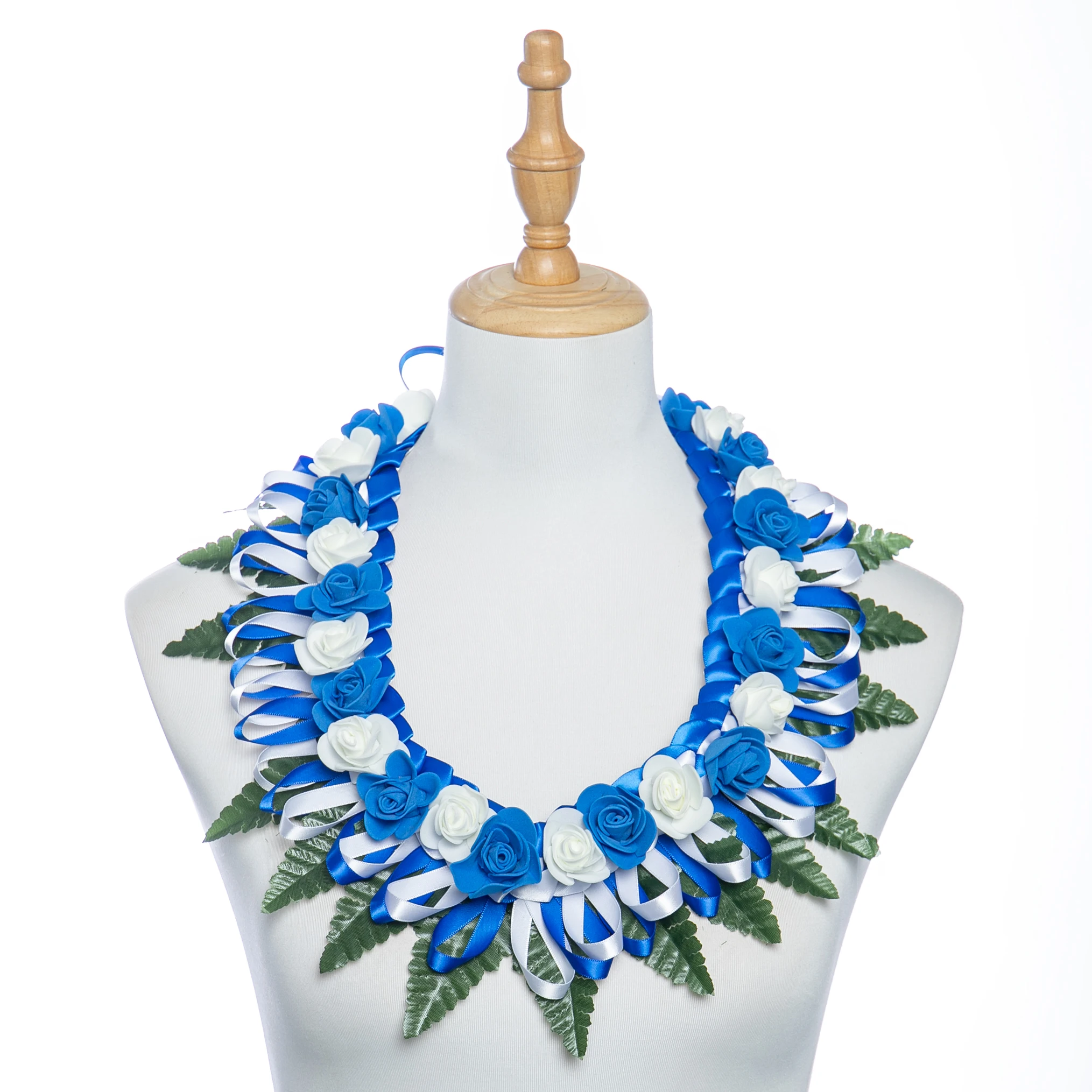 NEW Hawaii Flower Short Leis Ribbon & Foam Plumeria Graduation Necklace Celebration Wreath for Christmas Thanksgiving Halloween
