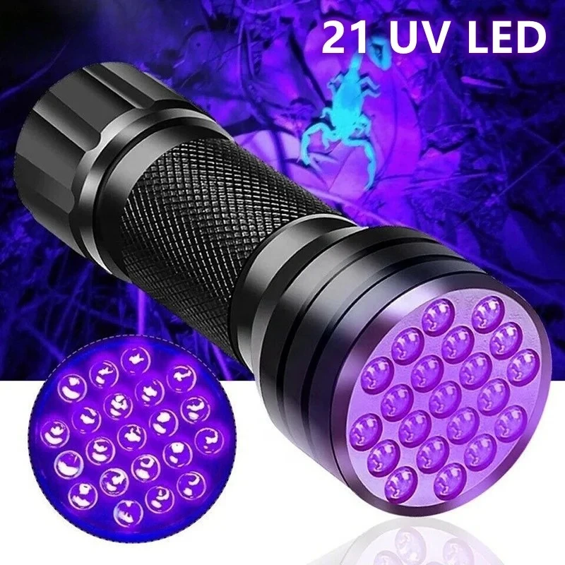 

21 LED Mini UV Flashlight Blacklight 395NM Torch Flash Lamp For Pet Urine Stains Portable Black Light Flashlights